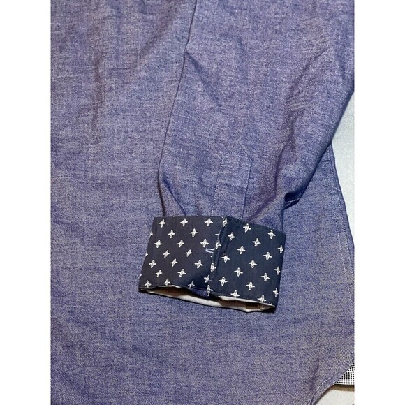 Ted Baker London Men's Dress Shirt Navy Long Sleeve Button Down Size 4 - Picture 4 of 7